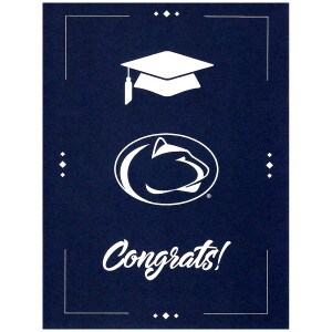 car with graduation cap, Penn State Athletic Logo, and Congrats!